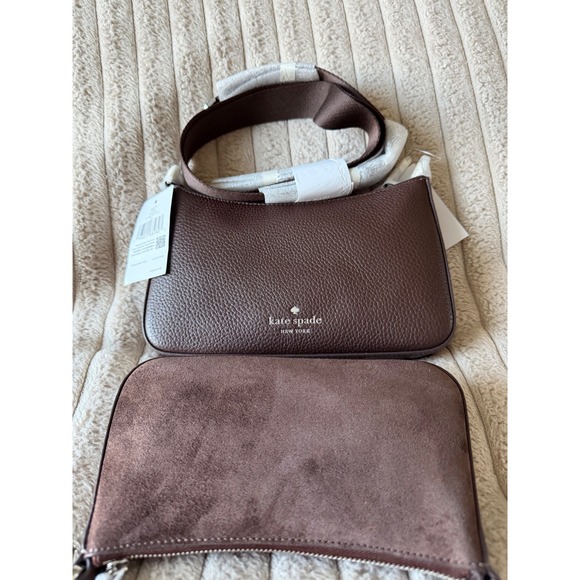 Kate Spade Cbody Duo Suede Studs Hot Fudge Brown Leather Crossbody Bag KM541 - Picture 2 of 10